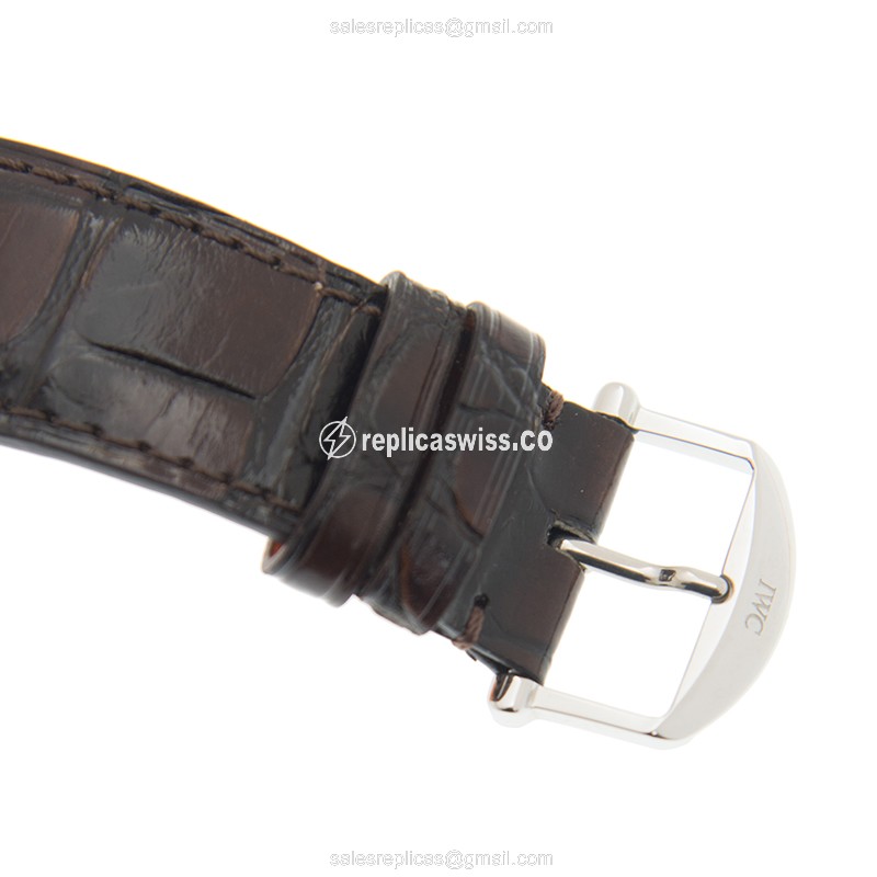 IWC Portofino Replica - Manual - Stainless Steel - White Dial - Brown Alligator Strap - View 4