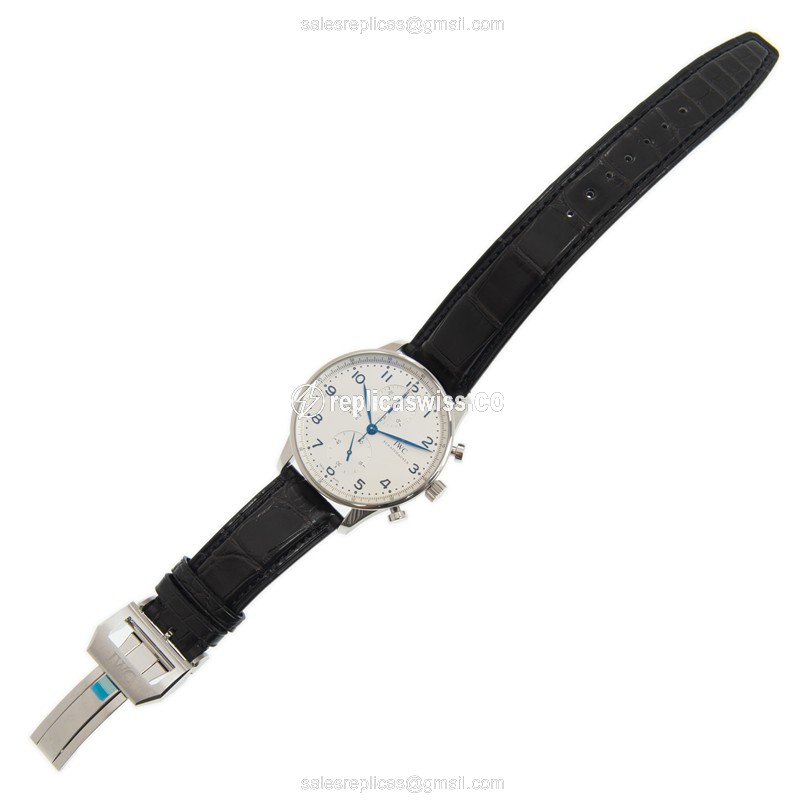 IWC Portuguese Replica - Automatic - Steel Case - Silver Dial - Black Alligator Strap - View 2
