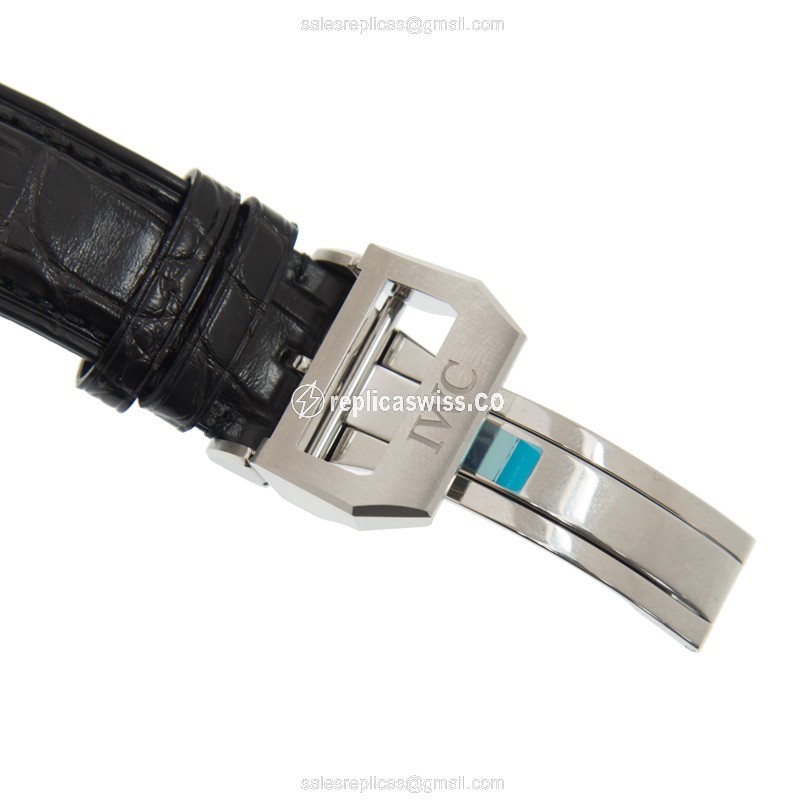 IWC Portuguese Replica - Automatic - Steel Case - Silver Dial - Black Alligator Strap - View 4
