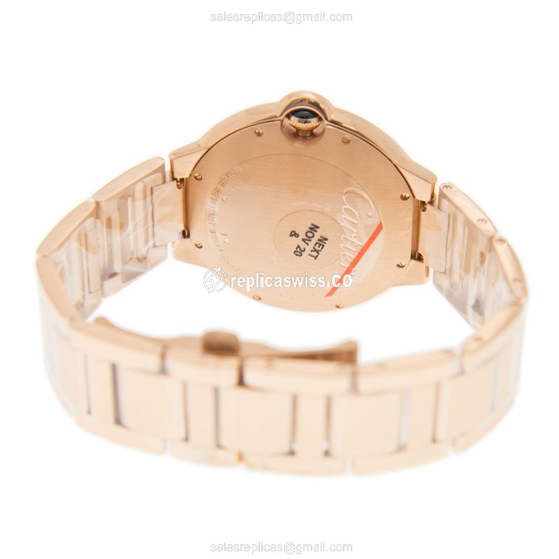 Cartier Ballon Bleu Replica - Automatic - 18kt Rose Gold - Diamond Dial - White - Gold Clasp & Strap - View 4