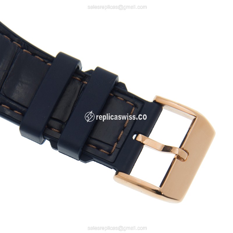 Franck Muller V 45 S6 SQT YACHTING ANC Manual Wind 18kt Rose Gold - Skull Dial, Leather Blue Strap - View 4