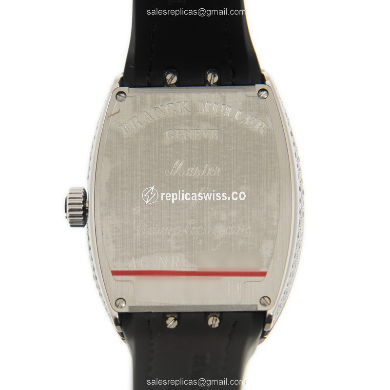 Franck Muller V32 CH D - Automatic - Diamond Case - White Dial - Leather Strap - View 3