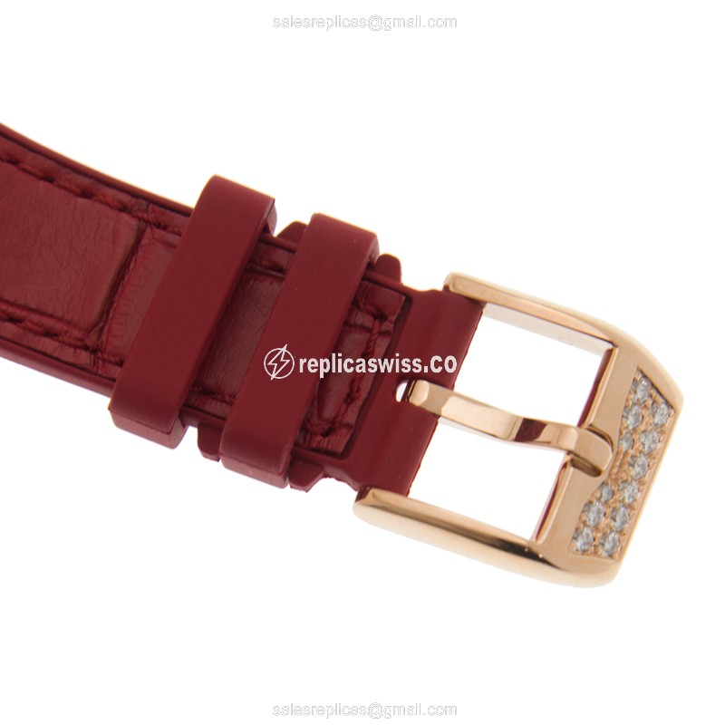 Franck Muller V32 CH D - 18kt Rose Gold & Diamond - Automatic - White Dial - Red Rubber Strap - View 4
