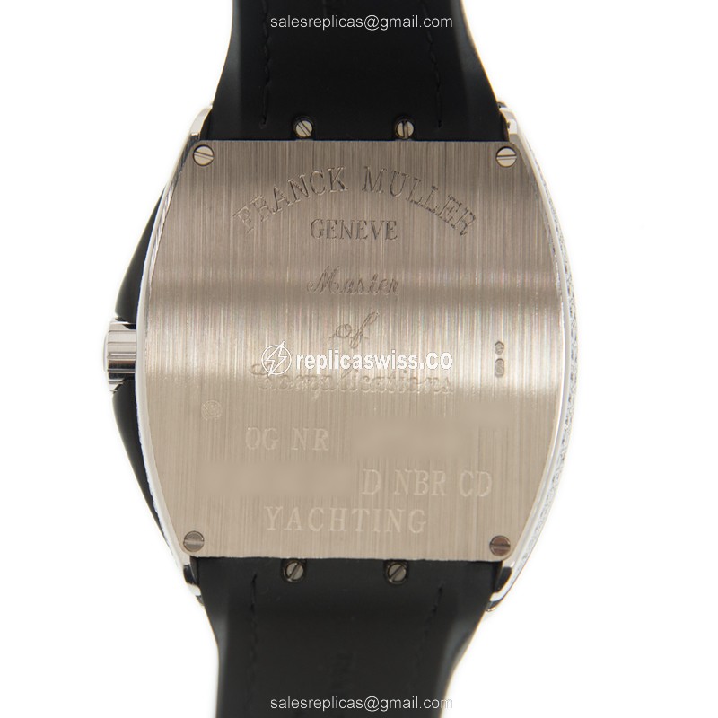 Franck Muller V45 SC DT D NBR CD YACHTING 18kt White Gold Auto Black Dial Buckle Leather Black Strap - View 3