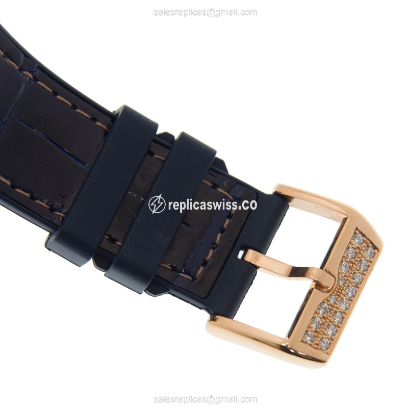 Franck Muller V 45 SC DT D NBR CD YACHTING 5N.BL Replica - Automatic - Rose Gold Case - Blue Dial - Leather Strap - View 4