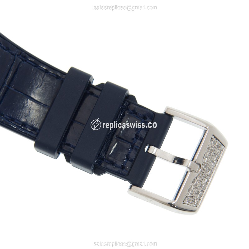 Franck Muller V 45 SC DT D CD YACHTING - Automatic - 18kt White Gold - Blue Dial - Blue Leather Strap - View 4
