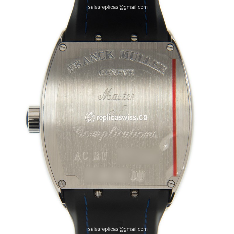 Franck Muller V45SC DT Vanguard - Auto - Stainless Steel - White Dial - Leather Strap - View 3