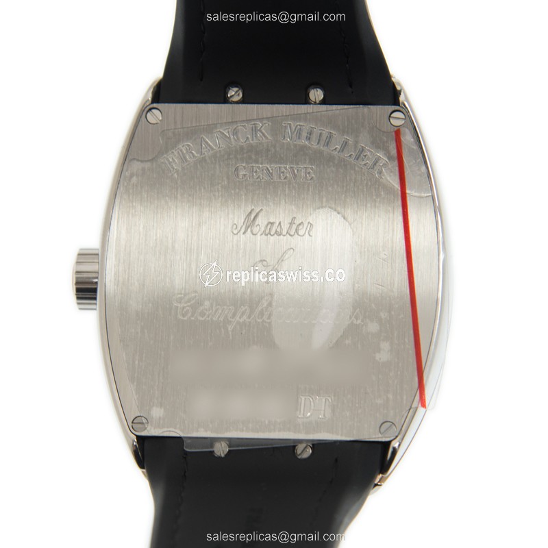Franck Muller V 45 SC DT AC.5N Replica - Automatic - Steel Case - Black Dial, Leather Strap - View 3
