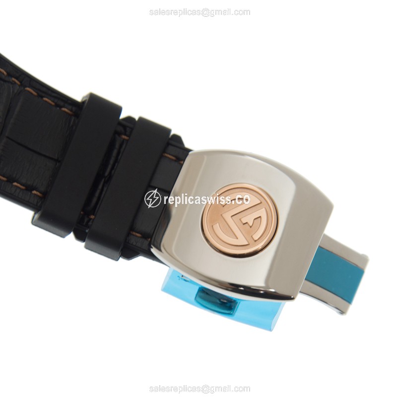Franck Muller V 45 SC DT AC.5N Replica - Automatic - Steel Case - Black Dial, Leather Strap - View 4