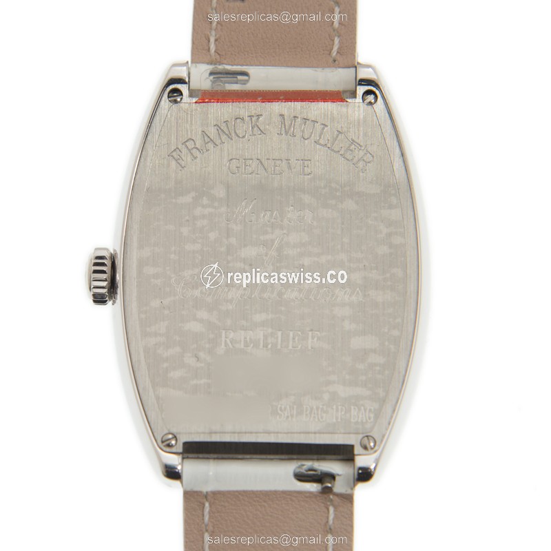 Franck Muller 2852 QZ REL QTR SAI BAG 1P BAG AC GENEVE - Quartz, Diamonds, White Dial, Buckle Clasp, Leather Strap - View 3