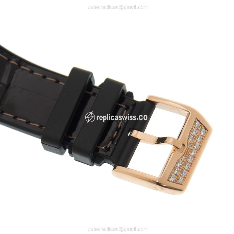 Franck Muller Vanguard - 18kt Rose Gold - Diamonds - Automatic - Black Dial - Leather Strap - View 4