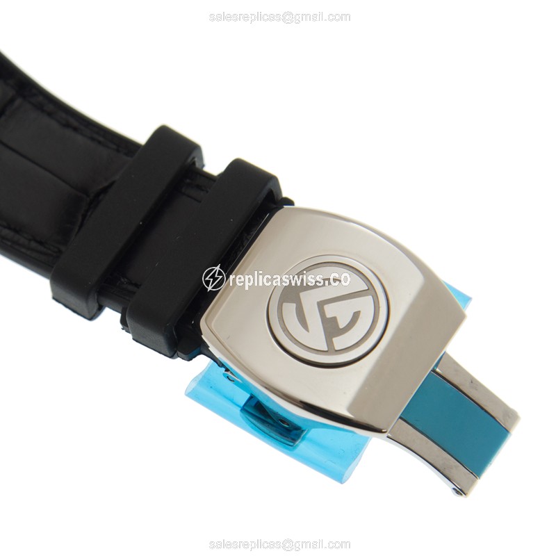 Franck Muller V41 S6 SQT Replica - Manual - Steel Case - Skull Dial on Black Leather Strap - View 4
