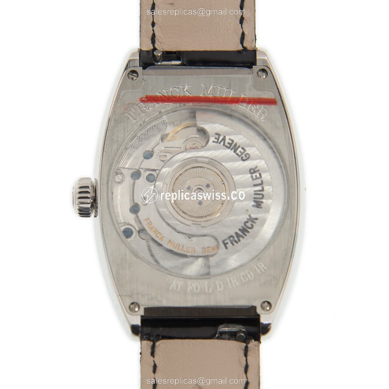 Franck Muller 2850 SC AT FO L D 1R CD 1R GENEVE Auto Stainless Diamonds White Dial Leather Black Buckle - View 3