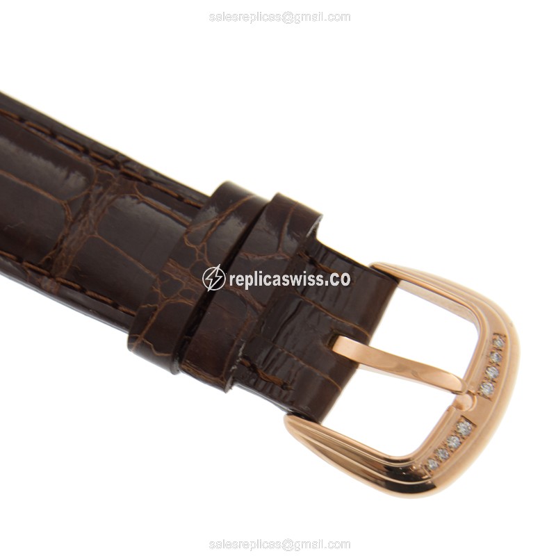 Franck Muller 2850 SC AT FO L D 5N Replica - Automatic - 18kt Rose Gold Case - White Dial on Brown Leather Strap - View 4