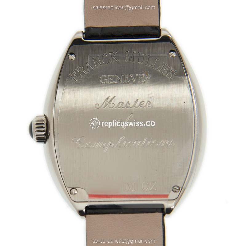 Franck Muller 5002 M QZ Black Heart Quartz - Steel Case, Silver Dial, Leather Black Strap - Buckle Clasp - View 3