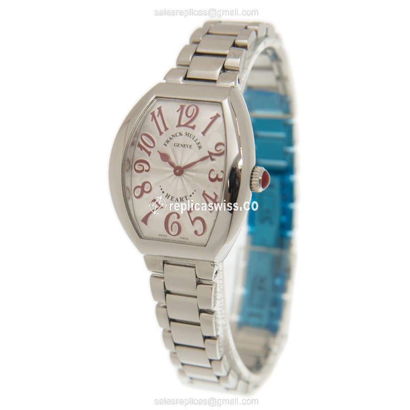 Franck Muller 5002 L QZ O HEART Quartz - Steel Case - Silver Dial - Steel Clasp - View 3