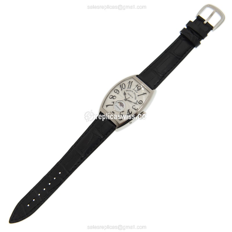 Franck Muller 6850 SC AT FO L AC CINTREE CURVEX Replica - Automatic | Steel Case | Silver Dial | Leather Strap - View 2