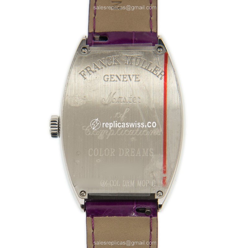 Franck Muller 5852 M QZ COL DRM MOP D 1R CINTREE CURVEX - Quartz - White Dial, Buckle Clasp - Purple Alligator Strap - View 3