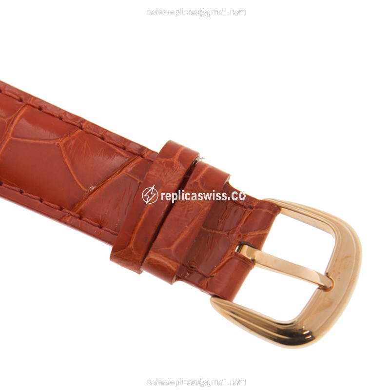 Franck Muller 5852 QZ COL DRM 5N Curvex - Quartz - 18kt Rose Gold Case - White Dial, Leather Orange Strap - View 4