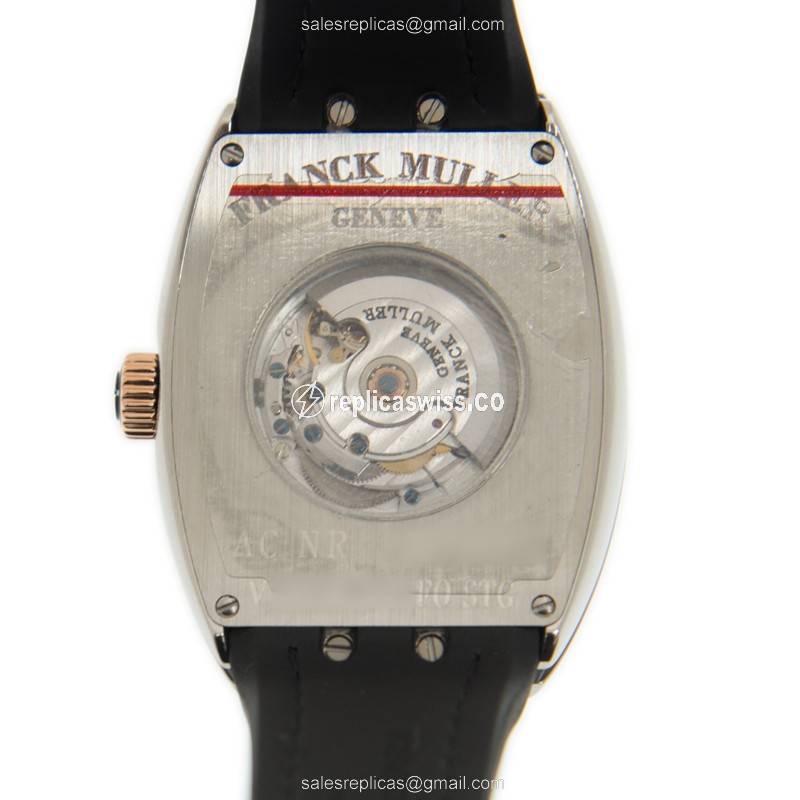 Franck Muller V32 SC AT FO STG Ladies - Automatic - Steel Case, White Dial, Black Buckle, Cowhide Strap - View 3