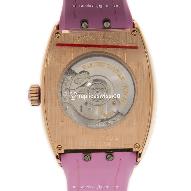 Franck Muller V32 SC AT FO L COL DRM 5N.RS Ladies Replica - Automatic - 18kt Rose Gold - White Dial, Pink Rubber Strap - View 3