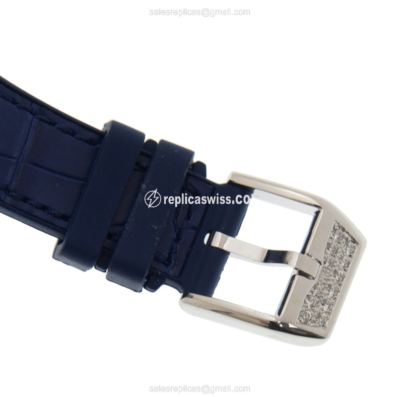 Franck Muller V32QZCD Ladies - Quartz, Diamonds, Silver Dial, Blue Rubber - View 4