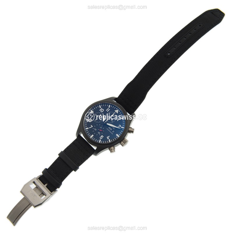 IWC PILOTS Replica - Auto Ceramic - Black - Fabric Black Buckle - View 2