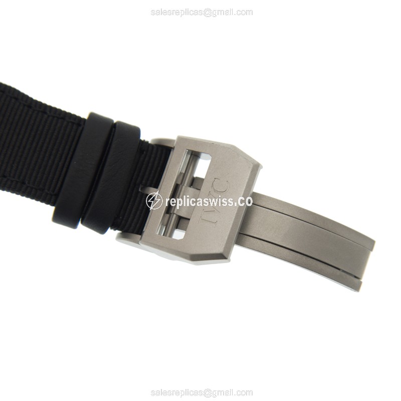 IWC PILOTS Replica - Auto Ceramic - Black - Fabric Black Buckle - View 4