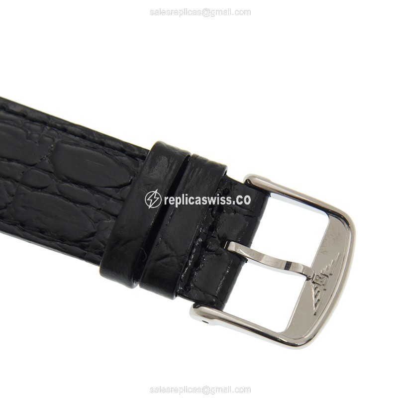 Longines PRESENCE Replica - Automatic - Stainless Steel Case - White Dial, Black Leather Strap - View 4