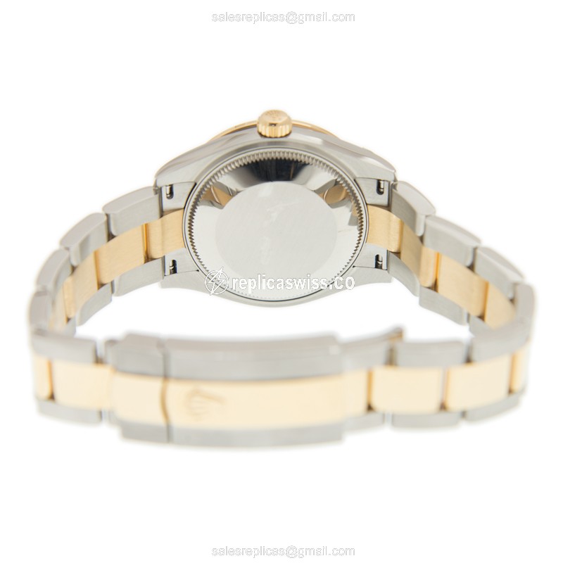 Rolex Datejust Replica - Automatic - 18kt Gold Case - Green Dial on Gold Steel Strap - View 4