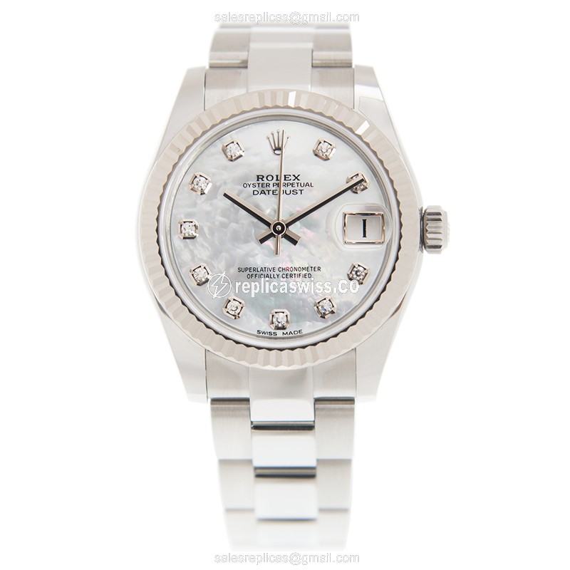 Rolex Datejust Replica - Automatic - White Gold & Steel - White Dial - View 2