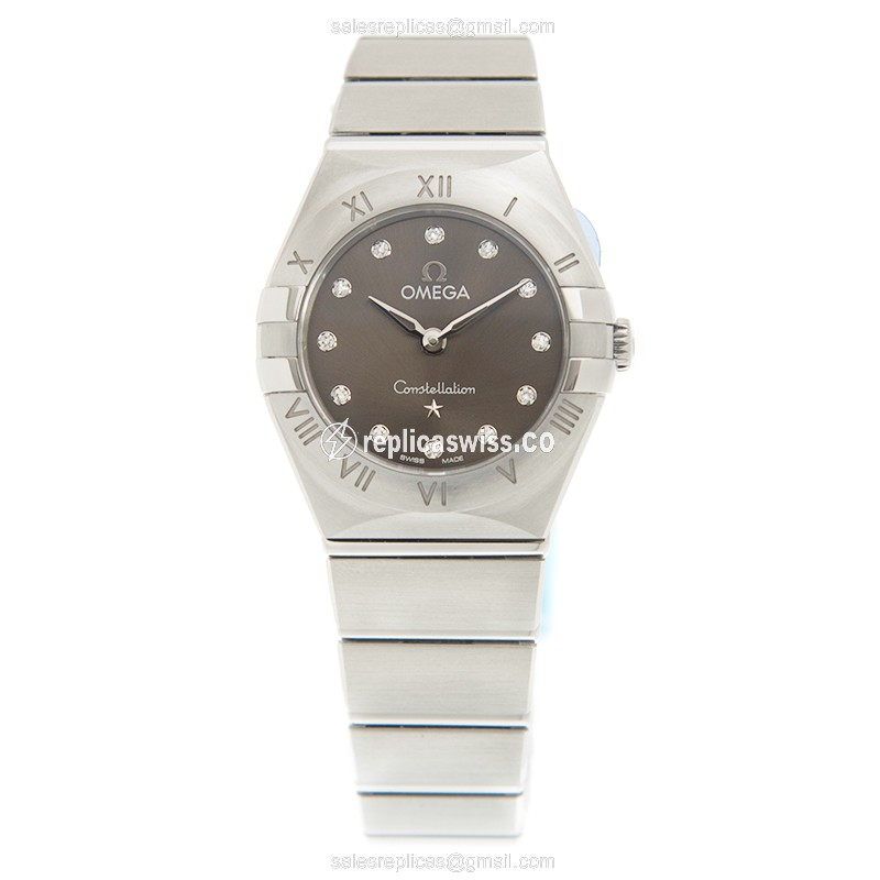Omega Constellation Quartz - Brown Dial - Steel Case - Silver Strap - Clasp - View 2