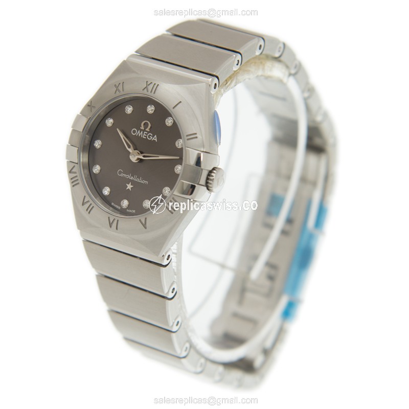 Omega Constellation Quartz - Brown Dial - Steel Case - Silver Strap - Clasp - View 3