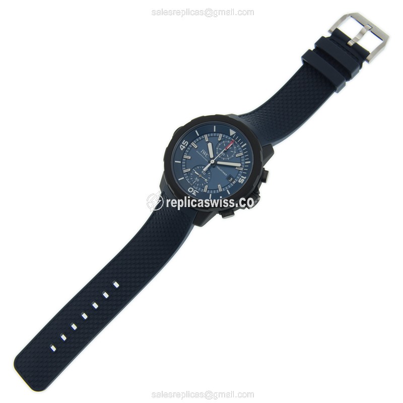 IWC AQUATIMER Replica - Automatic - Blue Dial - Stainless Steel Case - Blue Rubber Strap - View 2