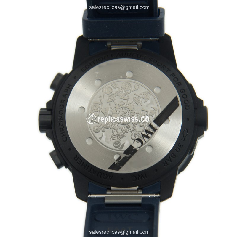 IWC AQUATIMER Replica - Automatic - Blue Dial - Stainless Steel Case - Blue Rubber Strap - View 3