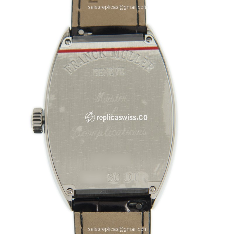 Franck Muller 7851 SC DT Replica - Automatic - Steel Case, White Dial - Black Leather Strap - View 3