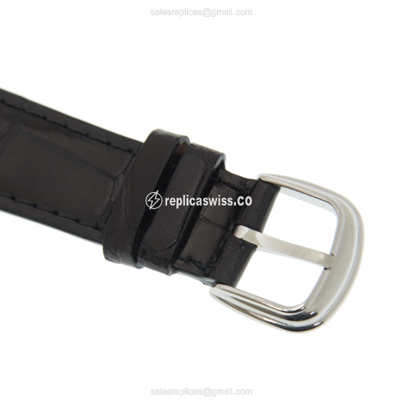 Franck Muller 7851 SC DT Replica - Automatic - Steel Case, White Dial - Black Leather Strap - View 4