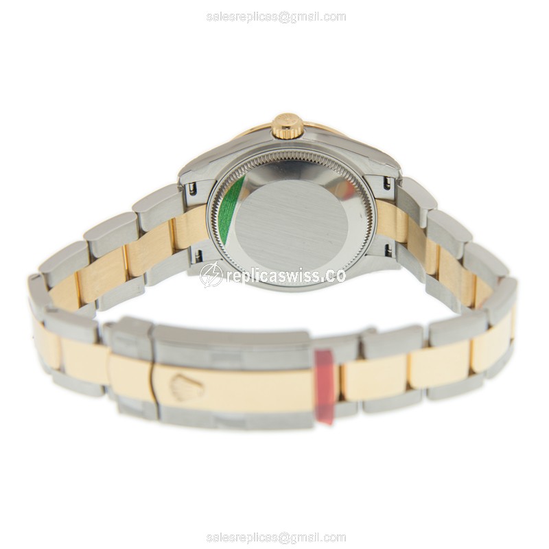 Rolex DATEJUST Replica - Automatic - 18kt Gold & Diamond - Steel Case - Silver Dial - View 4