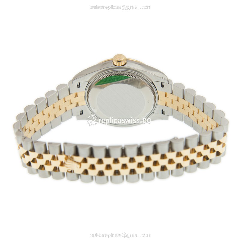 Rolex DATEJUST Replica - Automatic - 18kt Gold & Steel - White Dial - View 3