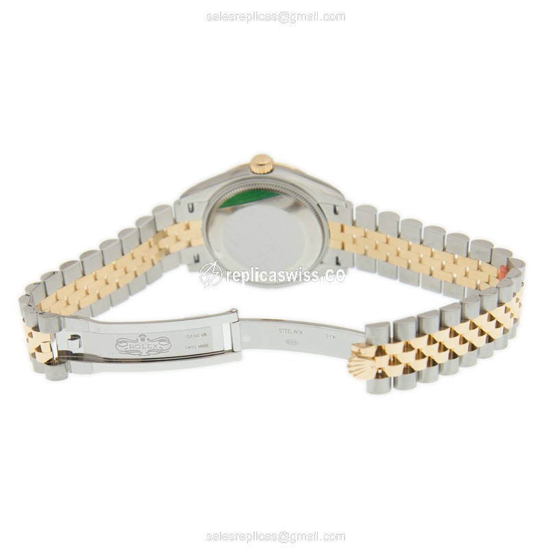 Rolex DATEJUST Replica - Automatic - 18kt Gold & Steel - White Dial - View 4