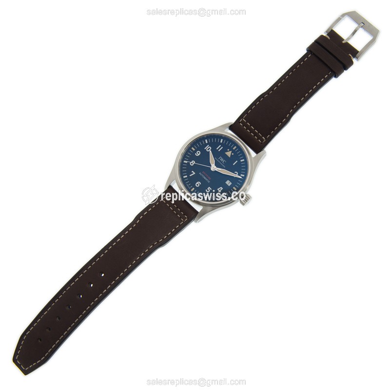 IWC Spitfire Replica - Automatic - Stainless Steel Case - Black Dial - Brown Leather Strap - View 2