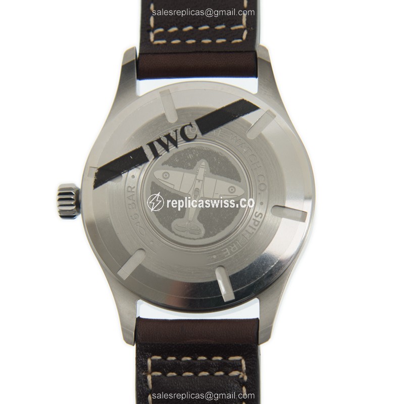 IWC Spitfire Replica - Automatic - Stainless Steel Case - Black Dial - Brown Leather Strap - View 3