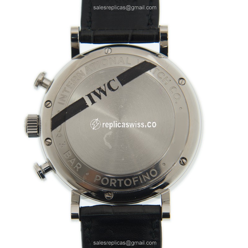 IWC Portofino Replica - Automatic - Blue Dial - Stainless Steel Case - Brown Leather Strap - View 3