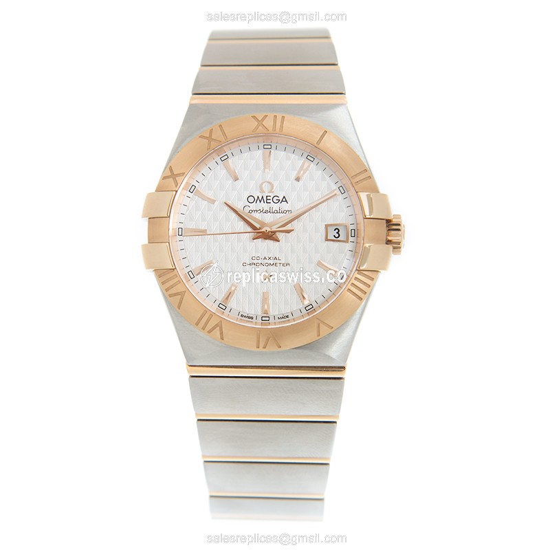 Omega Constellation Replica - Automatic - 18kt Rose Gold & Steel Case - Silver Dial - Gold Strap - View 2