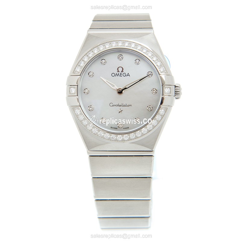 Omega Constellation Quartz - White Dial - Diamond Accents - Steel Case & Band - View 2