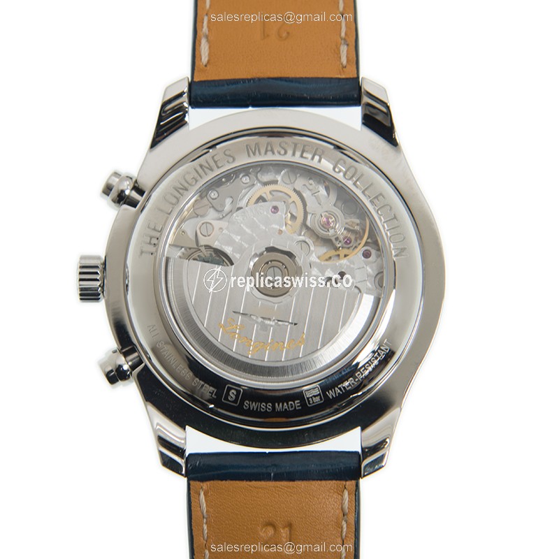 Longines L2.773.4.92.0 Replica - Automatic - Steel Case - Blue Dial - Leather Strap - View 3