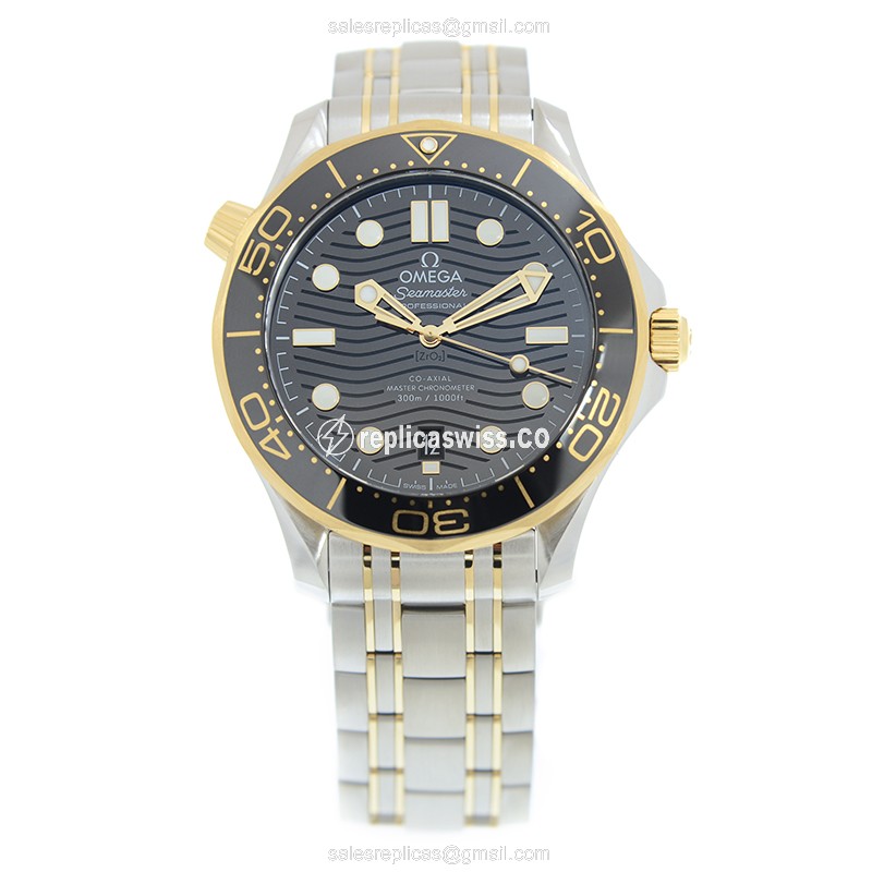 Omega Seamaster Replica - Automatic - Gold/Steel - Black - View 2