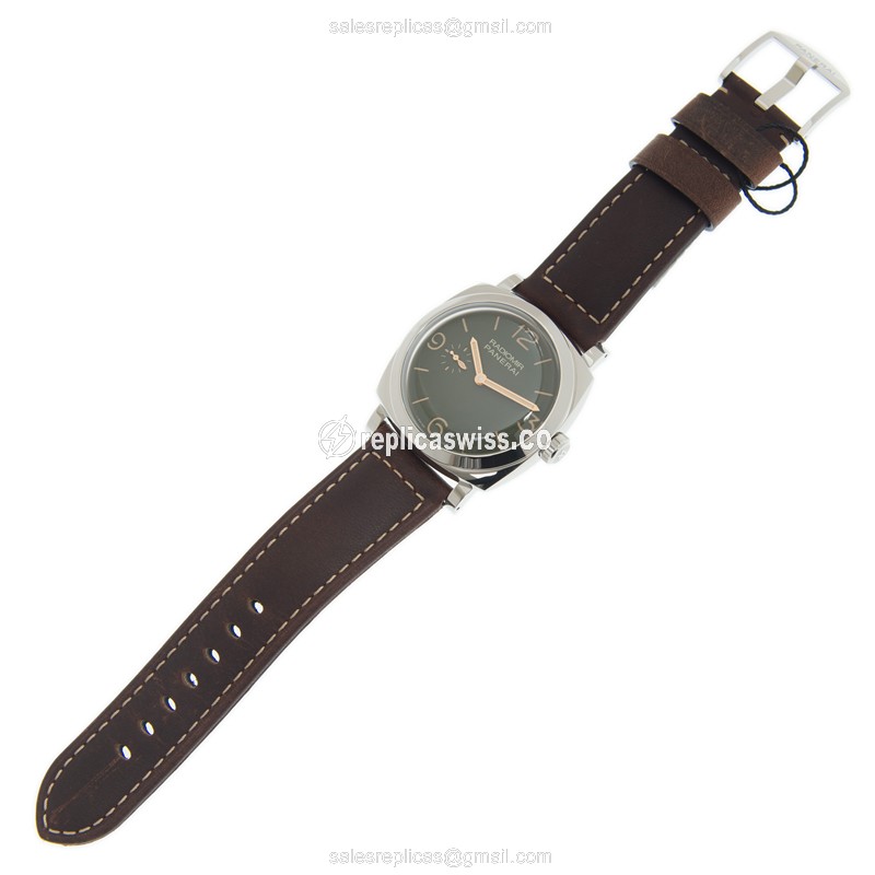 Panerai PAM00995 RADIOMIR - Automatic - Green Dial - Stainless Steel Case - Brown Leather Strap - Buckle Clasp - View 2