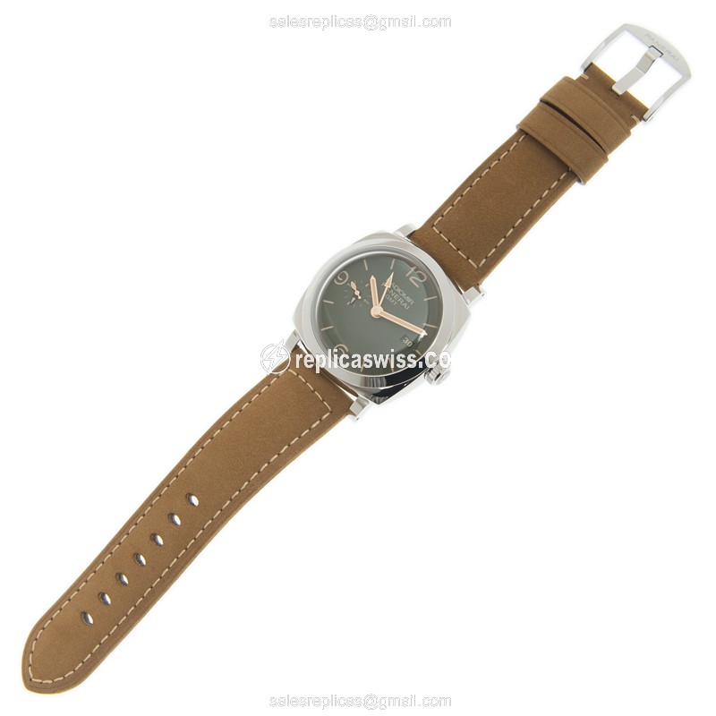 Panerai PAM00998 RADIOMIR Replica - Automatic - Green Dial - Stainless Steel Case - Brown Leather Strap - Buckle Clasp - View 2