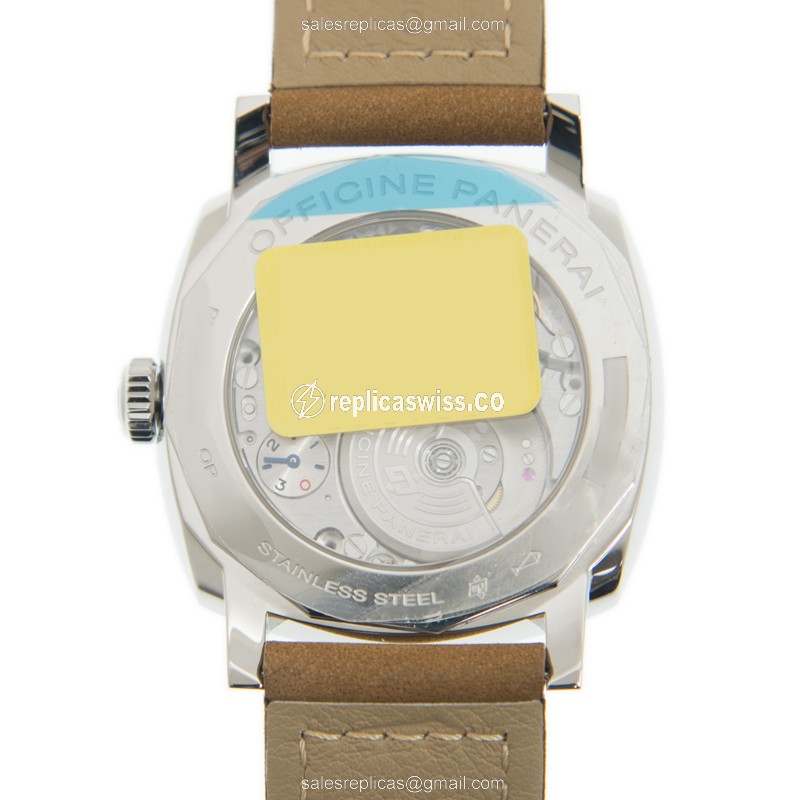 Panerai PAM00998 RADIOMIR Replica - Automatic - Green Dial - Stainless Steel Case - Brown Leather Strap - Buckle Clasp - View 3